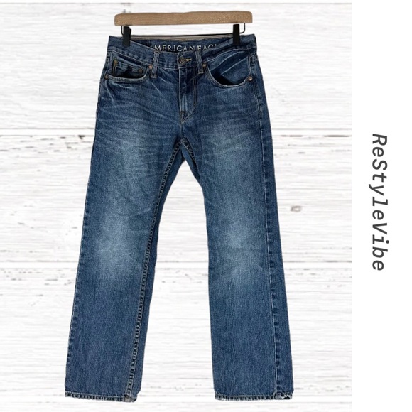 AMERICAN EAGLE Men’s Size 28x28 Denim Jeans Slim Straight Fit Style 100% Cotton - Picture 1 of 12